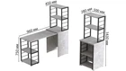 Стол-тумба трансформер Смарт 3/1 с этажеркой Ferrum-decor 1430x1450x500 Черный металл ДСП Бетон 16 мм (SMART306)