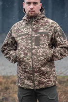 Мужская Демисезонная Куртка Soft Shell Хищник на Флисе ветрозащитная L - изображение 7