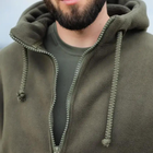 Куртка тактическая с капюшоном мужская из плотного флиса и шерпа плотностью 550г/м2 Grizli Олива 50 - изображение 6