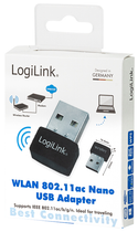 Wi-Fi адаптер LogiLink Nano Wi-Fi 2.4/5 ГГц 600 Мбіт/с USB Чорний (4052792035025) - зображення 3