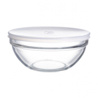 Скляний салатник для зберігання з білою кришкою Luminarc Empilable 20 см (H1152) HD