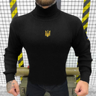 Вязаный мужской Гольф с Патриотической вышивкой / Утепленная Водолазка черная размер XL - изображение 5