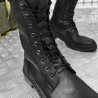 Мужские кожаные Берцы Shaved на меху с резиновой подошвой / Зимние высокие Ботинки черные размер 45 - изображение 3