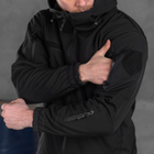 Демисезонная мужская Куртка с капюшоном Softshell на флисе черная размер M - изображение 5