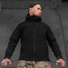 Демисезонная мужская Куртка с капюшоном Softshell на флисе черная размер XXXL - изображение 4