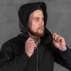 Демісезонна чоловіча Куртка з капюшоном Softshell на флісі чорна розмір XXXL - зображення 7