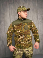 Тактична флісова кофта зі вставками Softshell, кофта для військових фліска Мультикам 52