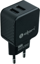 Мережевий зарядний пристрій DPM 2 x USB чорний (5906881212554) - зображення 1