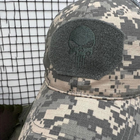 Кепка с вышивкой "Череп" и вентиляционной сеткой / Бейсболка Punіcher с липучкой под шеврон пиксель размер - изображение 3