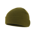 Вязаная зимняя шапка акрил цвет олива размер S/M - изображение 3