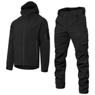 Мужской костюм Удлиненная Куртка + Брюки на флисе / Демисезонный Комплект SoftShell 2.0 черный размер S - изображение 2
