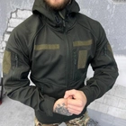 Мужская зимняя куртка SoftShell на флисе олива размер L - изображение 2