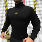 Чоловічий в'язаний Гольф із Патріотичною вишивкою / Утеплена Водолазка чорна розмір 2XL - зображення 4