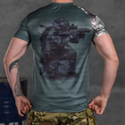 Потоотводящая мужская футболка с принтом "Punisher USA" Coolmax олива мультикам размер XL - изображение 4