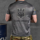 Потовідвідна чоловіча футболка з принтом "Ukrainian soldier" coolmax сіра розмір M - зображення 4