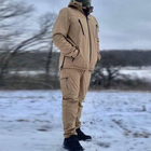 Мужской Демисезонный костюм на флисе / Комплект Куртка + Брюки Softshell койот размер 3XL - изображение 2