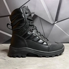Мужские кожаные берцы на меху / Высокие ботинки KTV на резиновой подошве с протектором черные размер 41 - изображение 3
