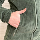 Мужская флисовая кофта с липучками под шевроны темная олива размер M - изображение 4