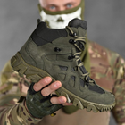 Мужские демисезонные Ботинки на протекторной резиновой подошве / Кожаные Берцы олива размер 43 - изображение 6