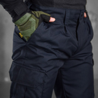 Чоловічі щільні Штани з Накладними кишенями / Міцні Брюки ріп-стоп сині розмір XL - зображення 6