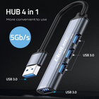 USB Hub Qoltec Hub Adapter 4 in 1 USB 3.0 Grey - obraz 4