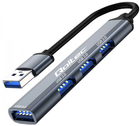 USB Hub Qoltec Hub Adapter 4 in 1 USB 2.0 USB 3.0 Grey - obraz 1