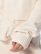 Sweter damski krótki bawełniany z kołnierzykiem Adidas Knit Half Zip W "Cream Beige" II8043 L Beżowy (4066763106638) - obraz 4