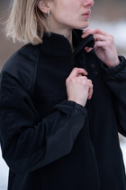 Женская флисовая кофта с липучками под шевроны / Плотная флиска полар черный цвет M - изображение 4