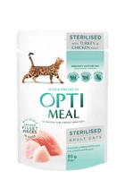 Влажный корм для кошек Optimeal для стерилизованных с индейкой и куриным филе в соусе 85 г