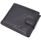 Практичный бумажник с блоком под документы из натуральной кожи ST Leather Wallet 22480 Черный