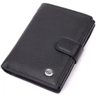 Солидный мужской бумажник из натуральной кожи ST Leather Wallet 22467 Черный