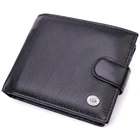 Мужской горизонтальный бумажник из натуральной кожи ST Leather Wallet 22466 Черный
