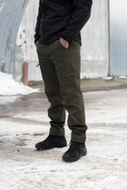 Брюки мужские SoftShell для НГУ оливковый цвет на флисе с высокой посадкой / Ветро и водозащитные штаны M - изображение 6