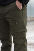 Чоловічі штани SoftShell для НГУ оливковий колір на флісі із високою посадкою / Вітро та водозахисні штани M - зображення 7