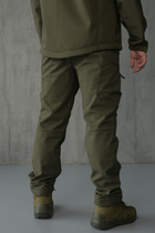 Брюки мужские SoftShell для НГУ оливковый цвет на флисе с высокой посадкой / Ветро и водозащитные штаны L - изображение 3