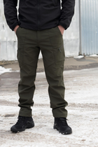 Брюки мужские SoftShell для НГУ оливковый цвет на флисе с высокой посадкой / Ветро и водозащитные штаны L - изображение 5