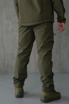 Чоловічі штани SoftShell для НГУ оливковий колір на флісі із високою посадкою / Вітро та водозахисні штани XL - зображення 3
