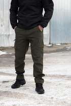 Чоловічі штани SoftShell для НГУ оливковий колір на флісі із високою посадкою / Вітро та водозахисні штани XL - зображення 4