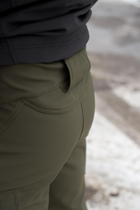 Чоловічі штани SoftShell для НГУ оливковий колір на флісі із високою посадкою / Вітро та водозахисні штани XL - зображення 9