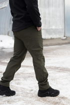 Чоловічі штани SoftShell для НГУ оливковий колір на флісі із високою посадкою / Вітро та водозахисні штани XL - зображення 10