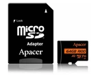 Карта пам`ятi MicroSDXC 64GB UHS-I/U3 Class 10 Apacer (AP64GMCSX10U8-R) + SD адаптер