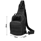 Тактическая укрепленная мужская сумка слинг со многими карманами и крепежами молли Molle черная - изображение 3