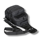 Тактическая укрепленная мужская сумка слинг со многими карманами и крепежами молли Molle черная - изображение 8