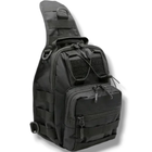 Тактическая укрепленная мужская сумка слинг со многими карманами и крепежами молли Molle черная - изображение 10