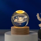 Декоративный 3D ночник хрустальный шар "Солнечная система" (на USB)
