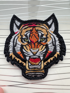Патч Тигр, нашивка Грізний Тигр на липучці 7,5х8 см - зображення 1