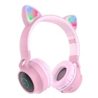 Бездротові навушники з підсвічуванням Hoco W27 Cat Ear LED BT5.0 вушка рожевий