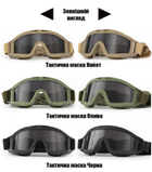 Тактические защитные очки,маска Daisy со сменными линзами / Панорамные незапотевающие. Цвет черный - изображение 3