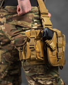 Набедренная тактическая кабура для пистолета Tactic с карманом под магазин кайот - изображение 3