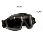 Захисні окуляри для страйкболу з 3 лінзами від вітру та пилу Black - зображення 5